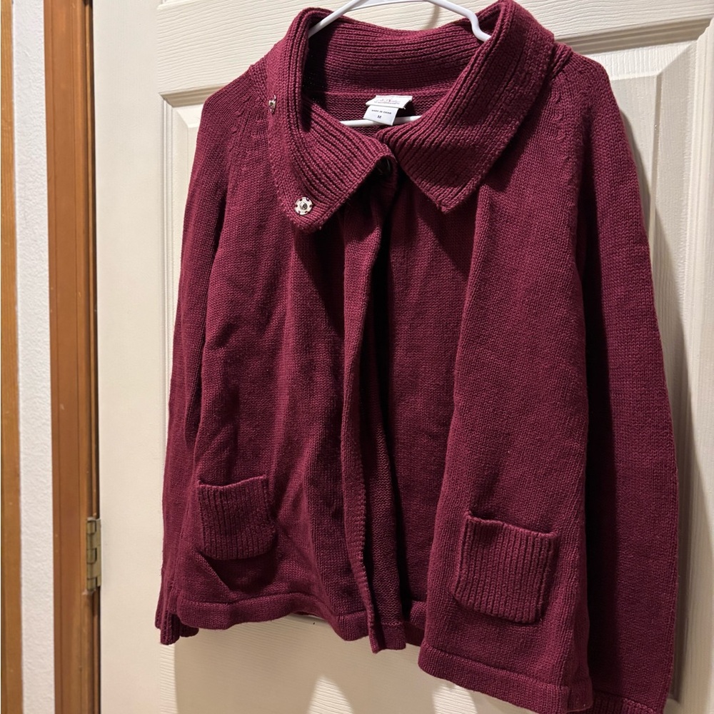 Oh Baby Motherhood Daisy Maroon Knit Cardigan Women Size Medium
